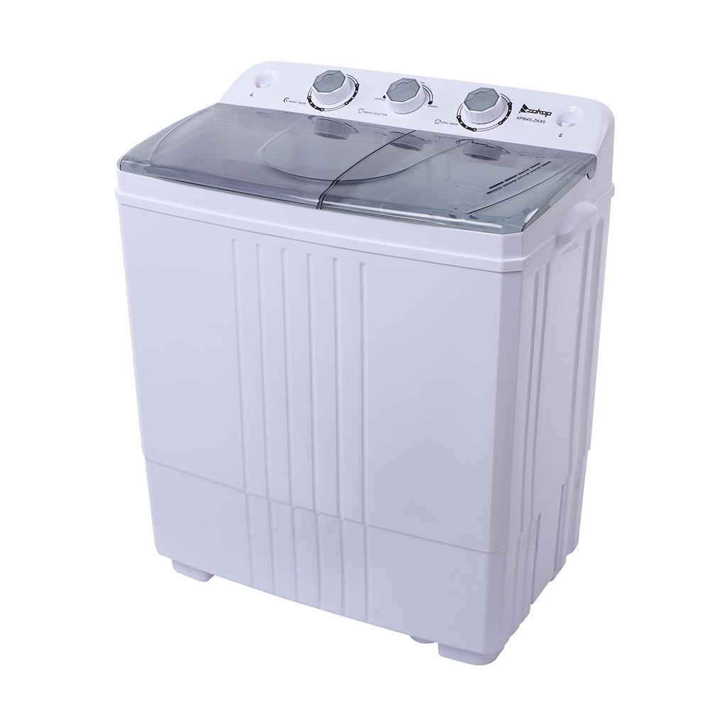 Compact Twin Tub XPB45-ZK45 16.5lbs Semi-automatic Cover Washing Machine with Built-in Drain Pump