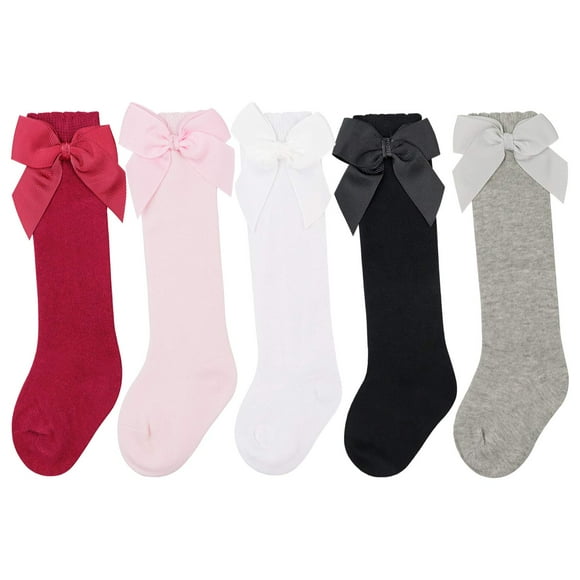 DRESHOW BQUBO Baby Knee High Sock Toddler Girl Dress Socks Baby Knit Stocking Cotton Infant Girls Socks