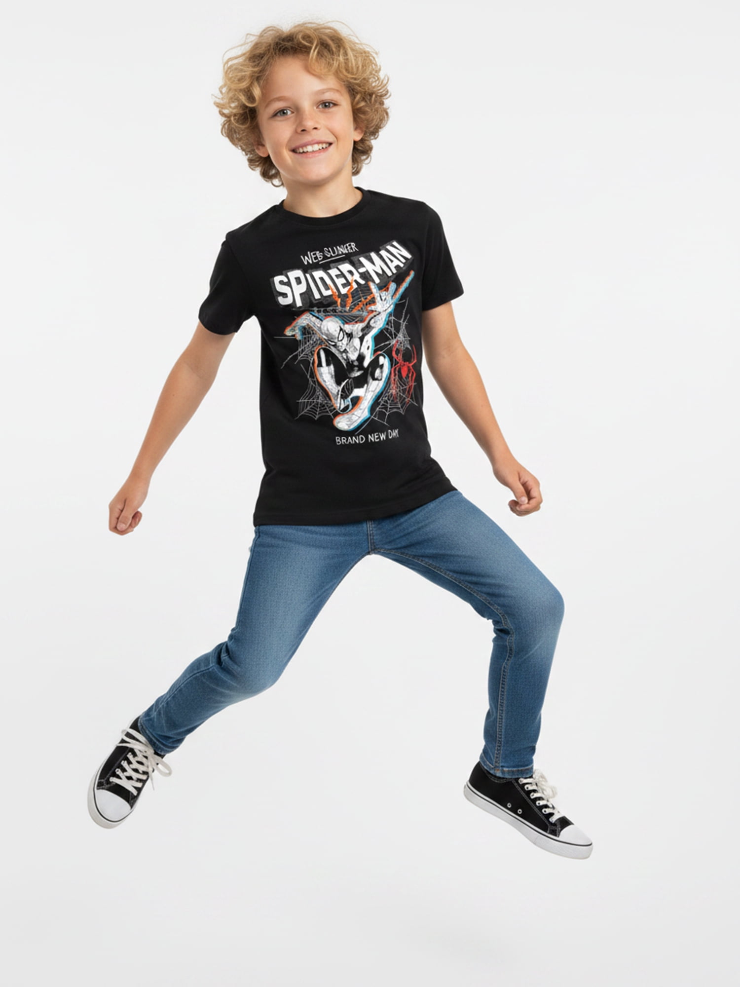 Marvel Spider-Man Boys' Graphic Tee with Short Sleeves, Webslinger, Sizes 4-18