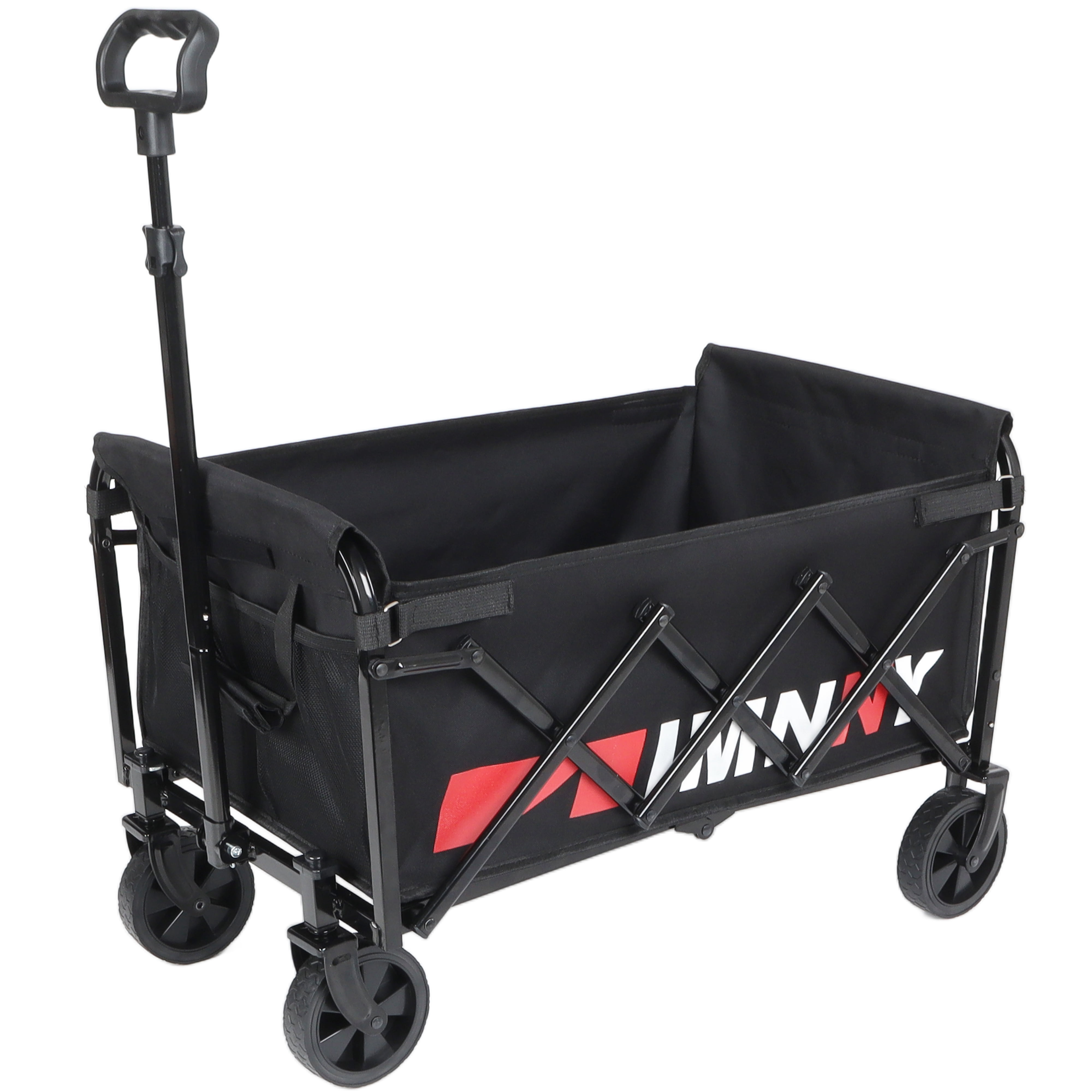 Collapsible Folding Utility Wagon with Wheels, 360lbs Weight Capacity Lightweight Foldable Cart with Cup Holders for Camping Garden Sports Shopping