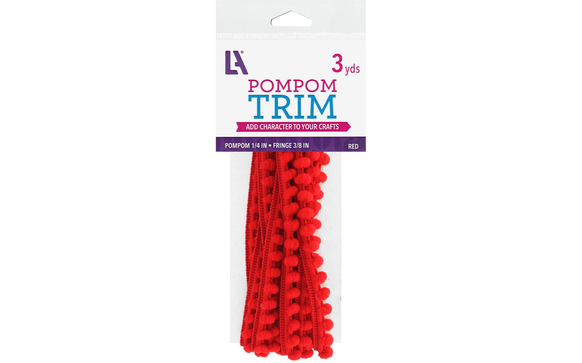 EBL Pom Pom 1/4' Fringe 3/8' 3yd Red
