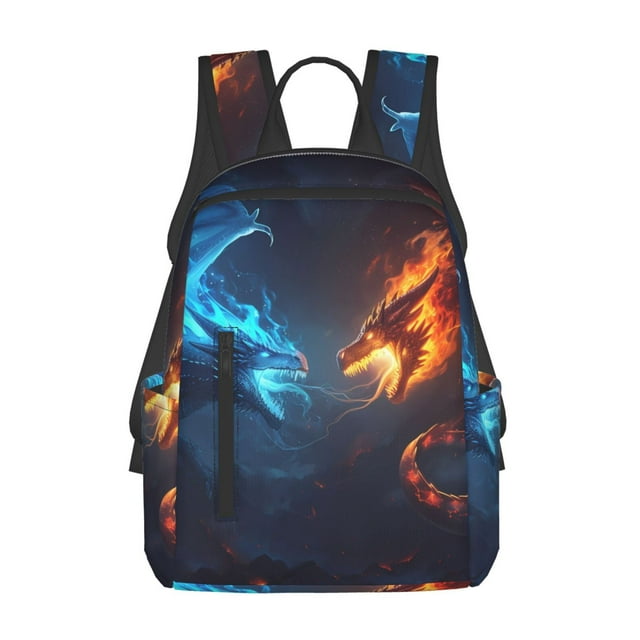 Disketp Red And Blue Fire Dragon C Mochila Ligera e Impermeable, Mochila de Día Resistente para Viajes, Senderismo y Uso Diario para Hombre y Mujer