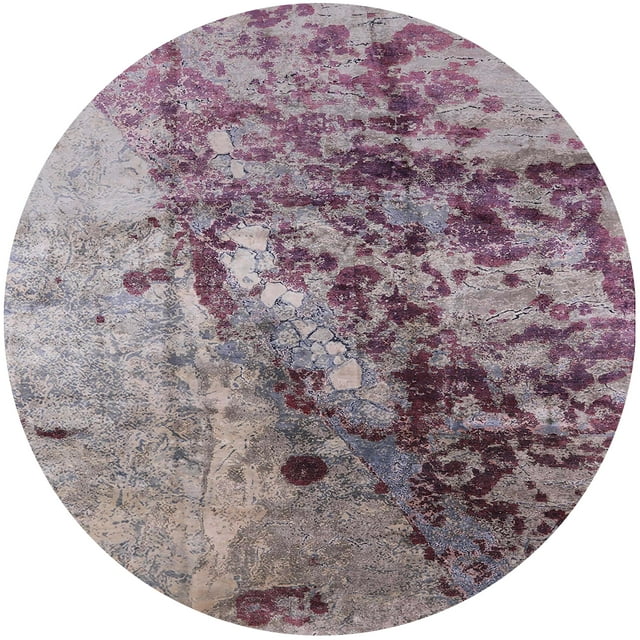Ahgly Company Tapis d'Intérieur Ronds Mid-Century Moderne Argent Rose Rose Zone Orientale, 5' Ronds