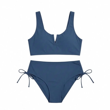 Liyamei Girls Swimsuit 2 Piece V Neck Cutout Girls Swimwear Top High Waisted Bottom Bathing For Teens 7 16 Years Girls Bathing Suits for Size 7-8 Years