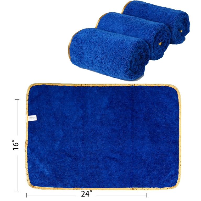 Microfiber Car Drying Towels, 16”x24“ Large Car Wash Detailing Buffing  Polishing Towel , 380gsm, Pack of 6 