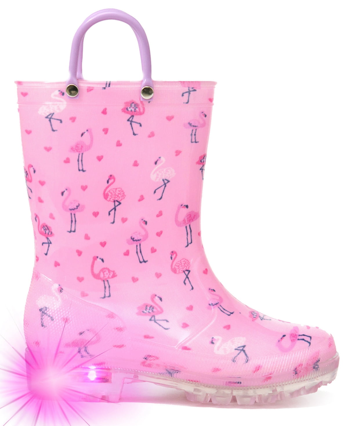 Toddler Girls Rain Boots Little Kids Baby Light Up Rubber Printed