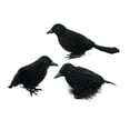 thumbnail image 4 of 3 piezas de cuervos de Halloween, decoración de cuervos y cuervos de Halloween, cuervos con plumas negras realistas hechos a mano para decoración de Estilo A, 4 of 8