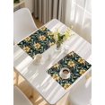 thumbnail image 5 of Yellow Boho Floral Placemats Set of 4, Vintage Southwestern Ethnic Tribe Botanical Placemats for Dining Table, Place Mats for Kitchen Tabletop, Waterproof Wipeable Dining Table Mats Set, 5 of 9