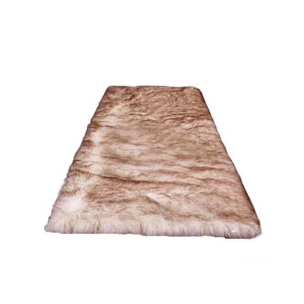 Alfombra Inteprter peluda marrón blanco
