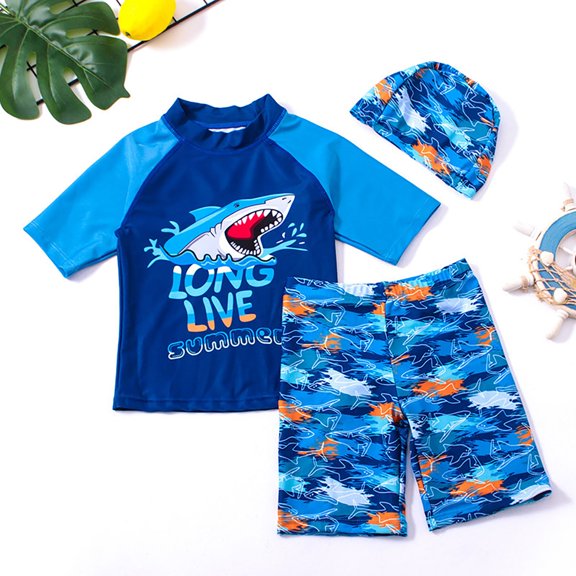 Baby Boy Swimsuit 9-12 Months Toddler Baby Boys Swimsuits Trunk Rashguard Long Sleeve Top Shorts Two Pieces Bathing Suit Swimwear Outfit for 2-3T