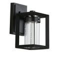 thumbnail image 5 of JONATHAN Y Nate 6.75" Outdoor Modern Cube Seeded Glass/Metal Integrated LED Wall Sconce, Black, 5 of 6