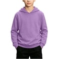 thumbnail image 3 of LangJing Boys Girls Solid Color Hoodies Youth Teens Long Sleeve Pullover Sweatshirt Juniors Hooded Tops Back to School Sweatshirts, 1-15Years, 3 of 7
