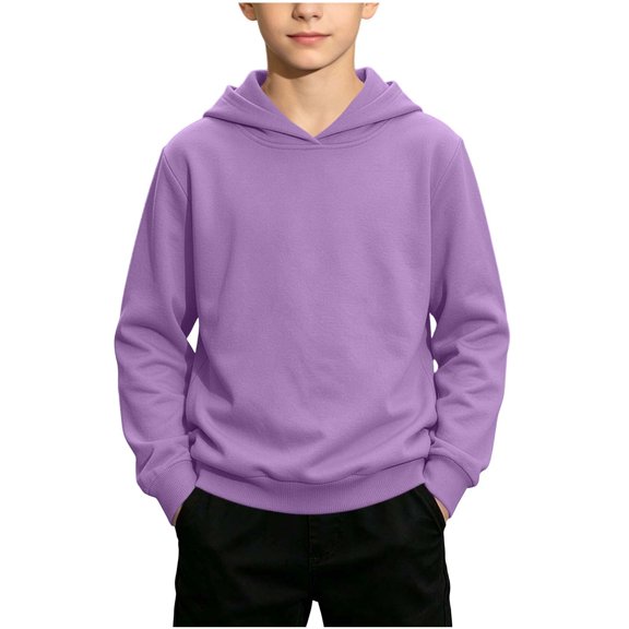 KyCheLot Boys Solid Color Hoodies Long Sleeve Lightweight Sweatshirt Casual Loose Athletic Back to School Tops