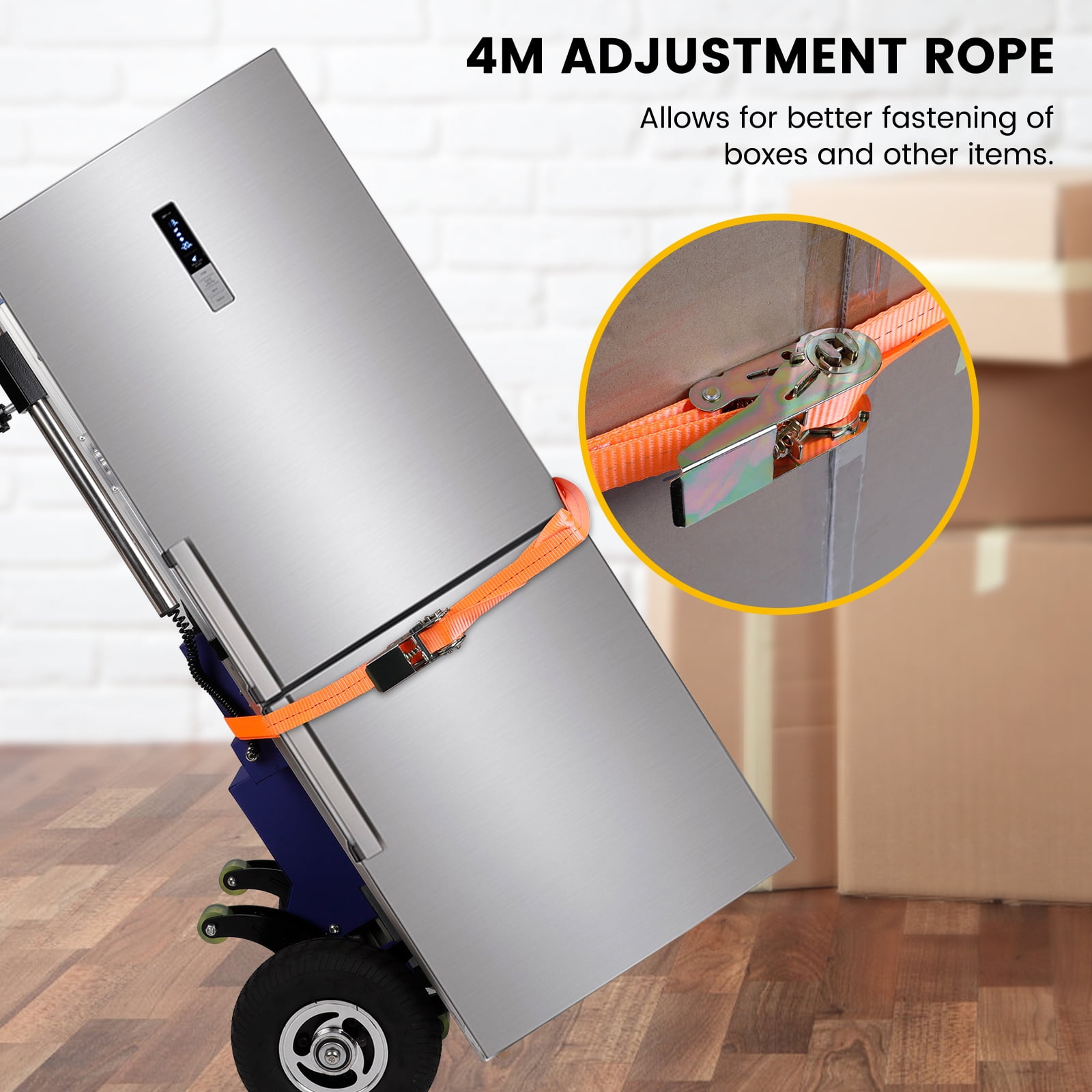 Rocita Hand Trucks - 880lbs Capacity Electric Hand Trucks 1200W Heavy Duty Stair Climber Trolley with 4M Safety Rope for Moving Furniture Logistics Warehouse