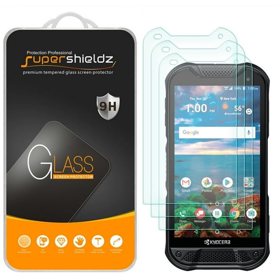(3-Pack) Supershieldz Designed for Kyocera (DuraForce Pro 2) Tempered Glass Screen Protector, Anti-Scratch, Anti-Fingerprint, Bubble Free