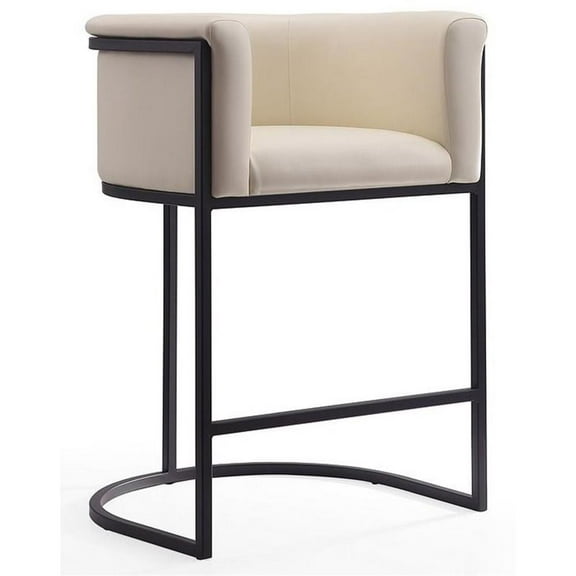 Pemberly Row Modern 25.5" Faux Leather Counter Stool in Cream