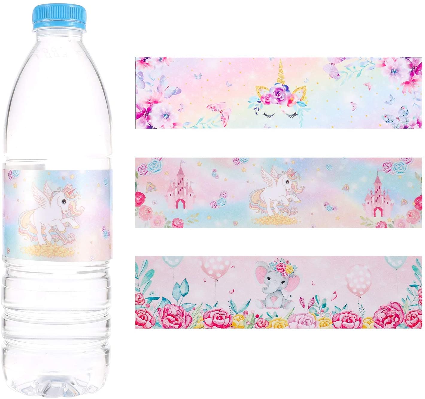 elephant ba shower water bottle labels unicorn ba shower bottle wraps 3 style pink girl water bottle labels for ba shower girl s birthday party water labels supplies set of 24 walmart com