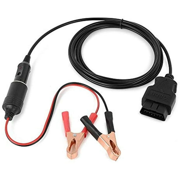 Câble d'Alimentation d'Urgence pour Véhicule 9,8 Pieds OBD II avec Réservoir de Mémoire et Prise de Courant pour Allume-Cigare à Clipser 12v