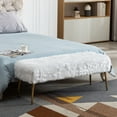 thumbnail image 3 of Duhome Furry Bench Ottoman Comfortable Footrest Stool Bench Indoor Bench with Golden Legs for Entryway Living Room Bedroom White, 3 of 9