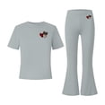 thumbnail image 4 of BXJX Girls Outfit Sets, Short Sleeve Holiday 2PC Crew Neck T-Shirts and Flare Pants Sets Gray Size 9-10 T, 4 of 6