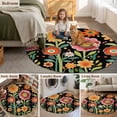 thumbnail image 5 of Round Rugs 3.3Ft, Vintage Sunflower Round Area Rug Washable Indoor Throw Carpet, Black Boho Summer Botanical Soft Non Slip Circle Rug for Laundry Room Patio Home Decor Aesthetic, 5 of 8