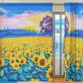 thumbnail image 2 of Coolnut Original Oil Painting of Sunflower Sheer Gauze Door Curtain Window Curtain Drapes for Living Room Kids Bedroom Window Treatment W55 x L78 In 2 Panels, 2 of 4