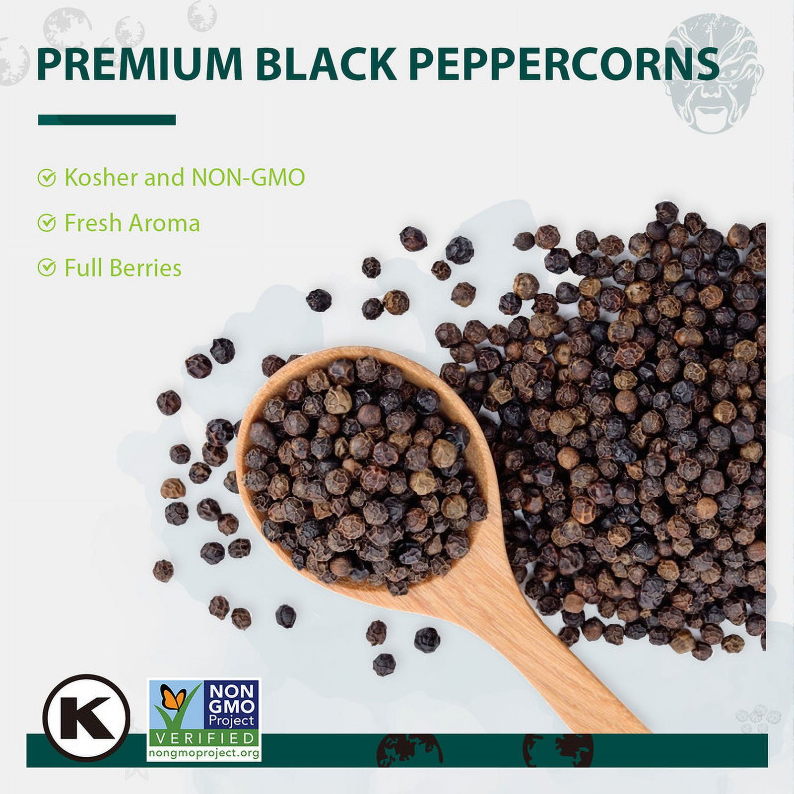 Soeos Whole Black Peppercorns, 36oz (Pack of 2), Non-GMO, Kosher, Packed to Keep Peppers Fresh, Peppercorn for Grinder Refill, Whole Peppercorns
