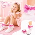 thumbnail image 4 of Girls Ruffle Socks Plaid Bowknot Lace Frilly Toddler Dress Sock Soft Cotton Turn Cuff Cute Princess Socks for Little Girl Kids Party Gift*1pc, 4 of 6