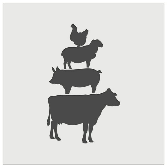Chicken Sheep Pig Cow Stacked Farm Animals DIY Cookie Wall Craft Stencil - 5.5 Inch