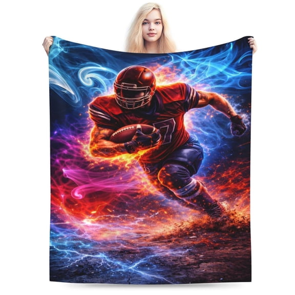 American Football Blanket, High Energy Sports Illustration Design, Soft Lightweight Blanket for Couch Sofa Bed Home Decor 50x40