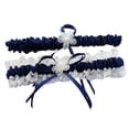 thumbnail image 1 of MasteelfCA Bridal Wedding Garter Lace Ribbon Flower Garters Decorations for Bride and Bridesmaid (Dark Blue), 1 of 7