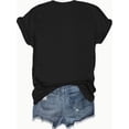 thumbnail image 3 of Camiseta informal de manga corta con cuello redondo y estampado "Golpe de Garganta" para mujer, top estampado, camisetas informales, 3 of 7
