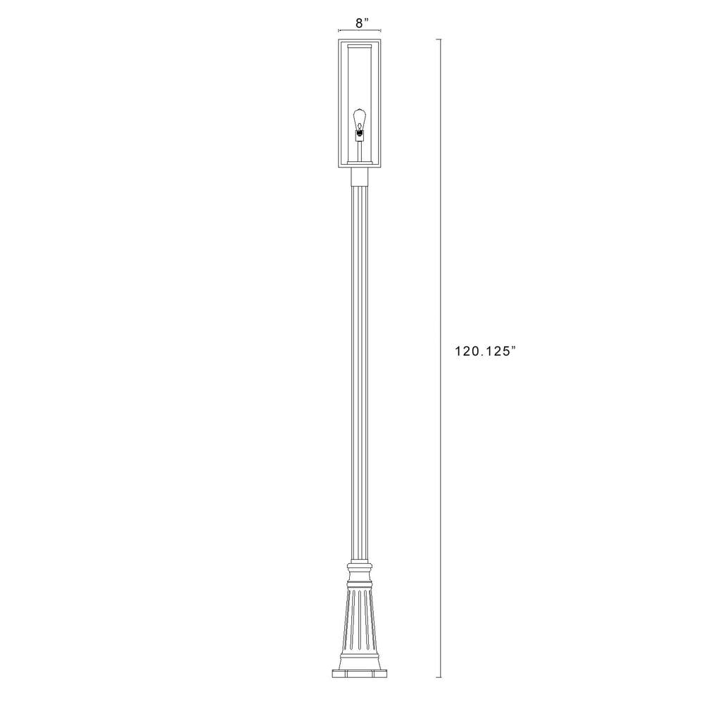 1 Light Outdoor Post Mount Lantern In Industrial Style 10 Inches Wide By 121.75 Inches High Z-Lite 584Phbr-519P-Bk