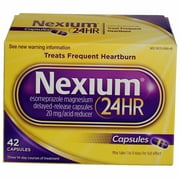 Nexium 24HR (20mg, 42 Count) Delayed Release Heartburn Relief Capsules, Esomeprazole Magnesium Acid Reducer