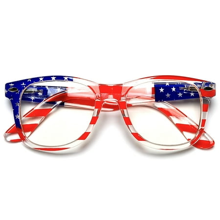 4th July US. Flag Clear Lens Non Prescription (Best Way To Clean Prescription Glasses)