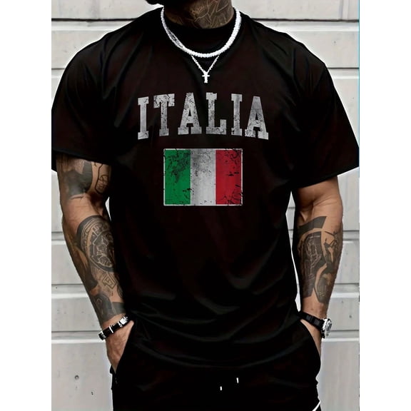 100% Cotton Vintage Italia Italian Flag Italy Men Kids Youth T-Shirt Men Graphic Tee