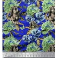 thumbnail image 1 of Soimoi polyester Crepe Fabric Rabbit,Lilac & Pansy Floral Printed Fabric 1 Yard 52 Inch Wide, 1 of 3