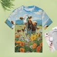 thumbnail image 4 of Farmhouse Highland Cow Funny Cattle And Flower Women's T-Shirt Short Sleeve T Shirts Tops Tee Ladies Loose T, 4 of 6
