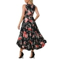 thumbnail image 3 of INSPIRE CHIC Maxi Dress for Women's Casual V Neck Floral Print Belt Sleeveless Long Dresses XS Black, 3 of 6