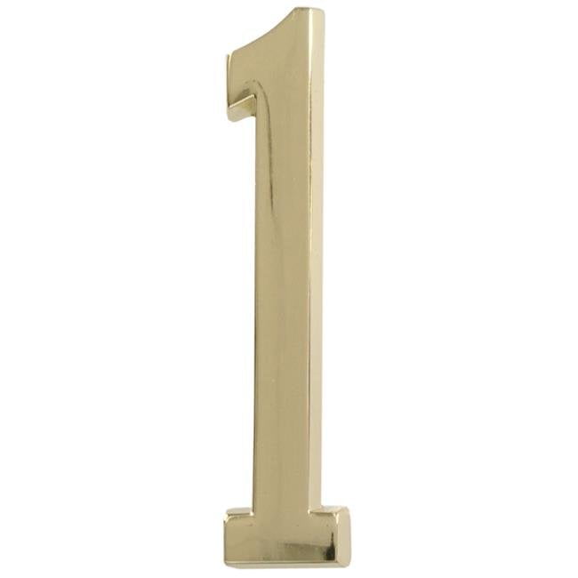 Hillman Group 843271 4 in. Polished Brass Distinctions Brass Adhesive Plaque Number - 1 -  3 Piece