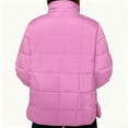 thumbnail image 4 of Mifsaly Quilted Jackets for Women Half Buttons Pullover Padded Coats Long Sleeve Stand Collar Warm Down Jackets Soild Color Side Split Winter Outerwear with Pocket, 4 of 9