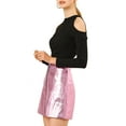thumbnail image 5 of INSPIRE CHIC Women's Metallic Zipper Front High Waist Holographic Mini Short Skirt, 5 of 8