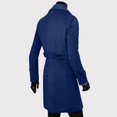 thumbnail image 6 of Mens Long Trench Coat Slim Fit Notched Collar Long Jacket Overcoat Notched Lapel Belt Fall Windproof Coat Men's Fashion, Blue, Size XXL, 6 of 6