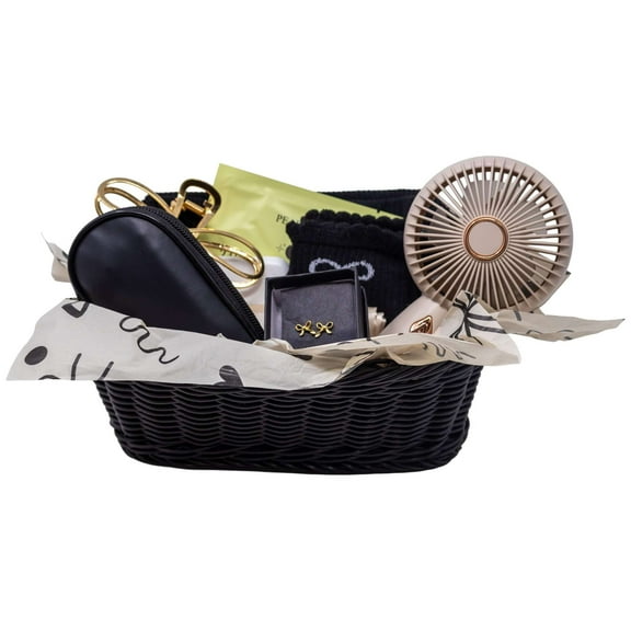 Powers Handmade Gifts Bowtiful Personal Care Gift Basket, Female Birthday, Black Polka Dot, 7.0" H x 10.0" W