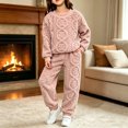 thumbnail image 2 of Girls Clothes 2 Piece Outfits Fuzzy Winter Warm Fleece Loose Flannel Cute Pullover Sweatshirt Top Pants Pajamas Sweatsuit 5-14 Years, 2 of 6