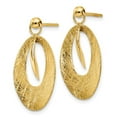 thumbnail image 3 of Auriga 14k Yellow Gold Scratch Finish Oval Dangle Earrings for Women (L-24mm, W-3mm), 3 of 4