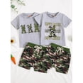 thumbnail image 3 of Toddler Baby Boys Easter Shorts Clothing Set 3 6 12 18 24 Months 2T 3T Bunny Print Short Sleeve Round Neck Tops Camouflage Elastic Waistband Pockets Shorts Outfits Sets, 3 of 9