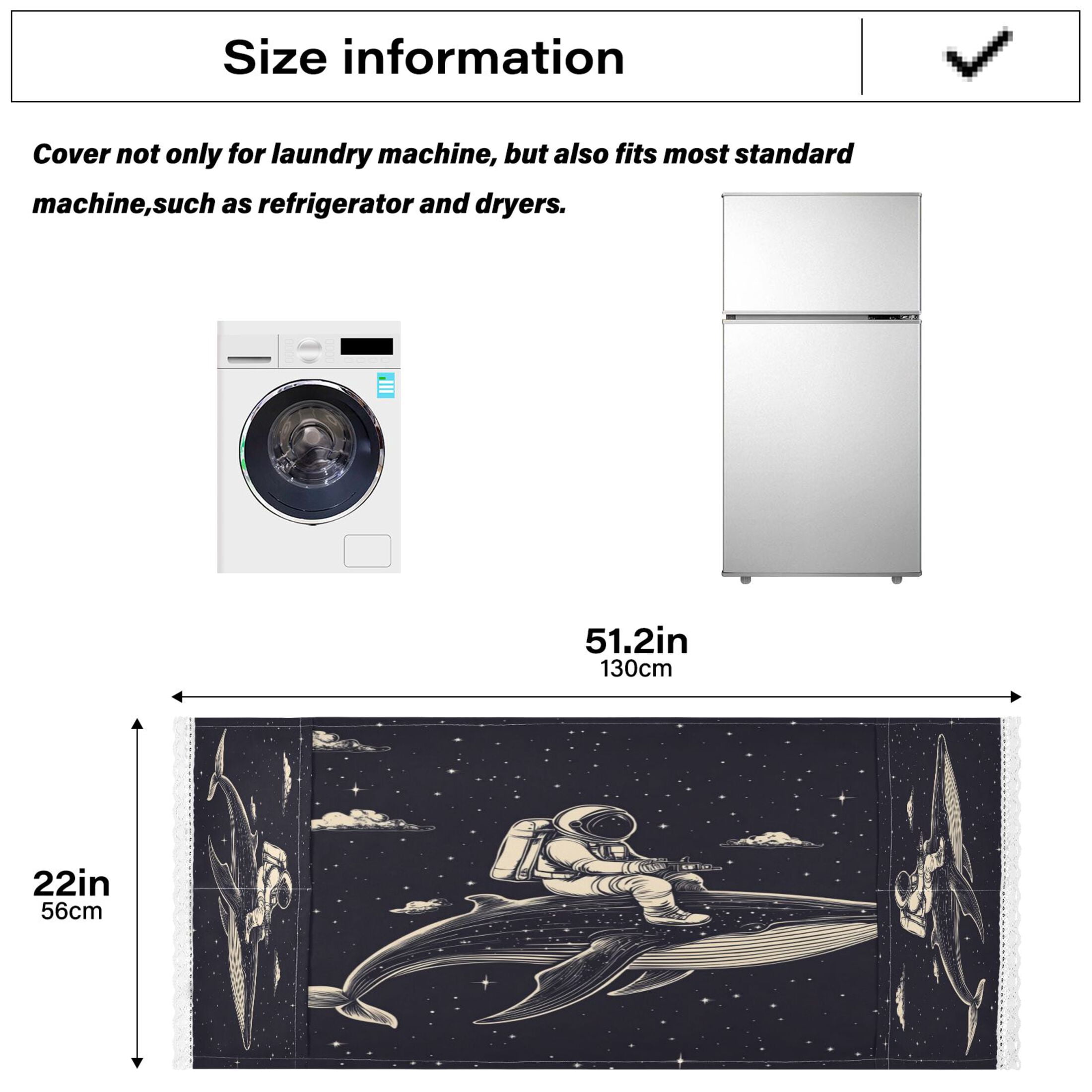 WOBOGO Whale Riding Astronaut Pattern Washing Machine Cloth Dryer Refrigerator Top Cover Protective Non-Slip Mat For Kitchen Laundry