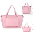 thumbnail image 2 of Women Sports Bag Lightweight Foldable Large Capacity Travel Bag for Sports Fitness Yoga Gym Weekend Trip, Pink, 2 of 8