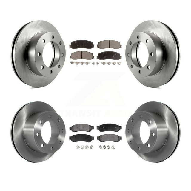 Transit Auto Front Rear Disc Brake Rotors and Ceramic Pads Kit for Car Ford F-250 Super Duty F-350 with Single Wheels 4WD K8T-100930